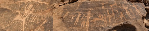 Detail of Aliah figures, Petroglyph Valley, Bir Hima